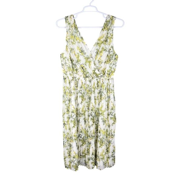 Alex Marie Size 16 White Green Floral Pleated Midi Easter Spring Dress MSRP $149 - Picture 3 of 16